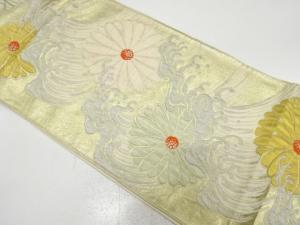 アンティーク　荒波に菊模様織り出し袋帯（材料）